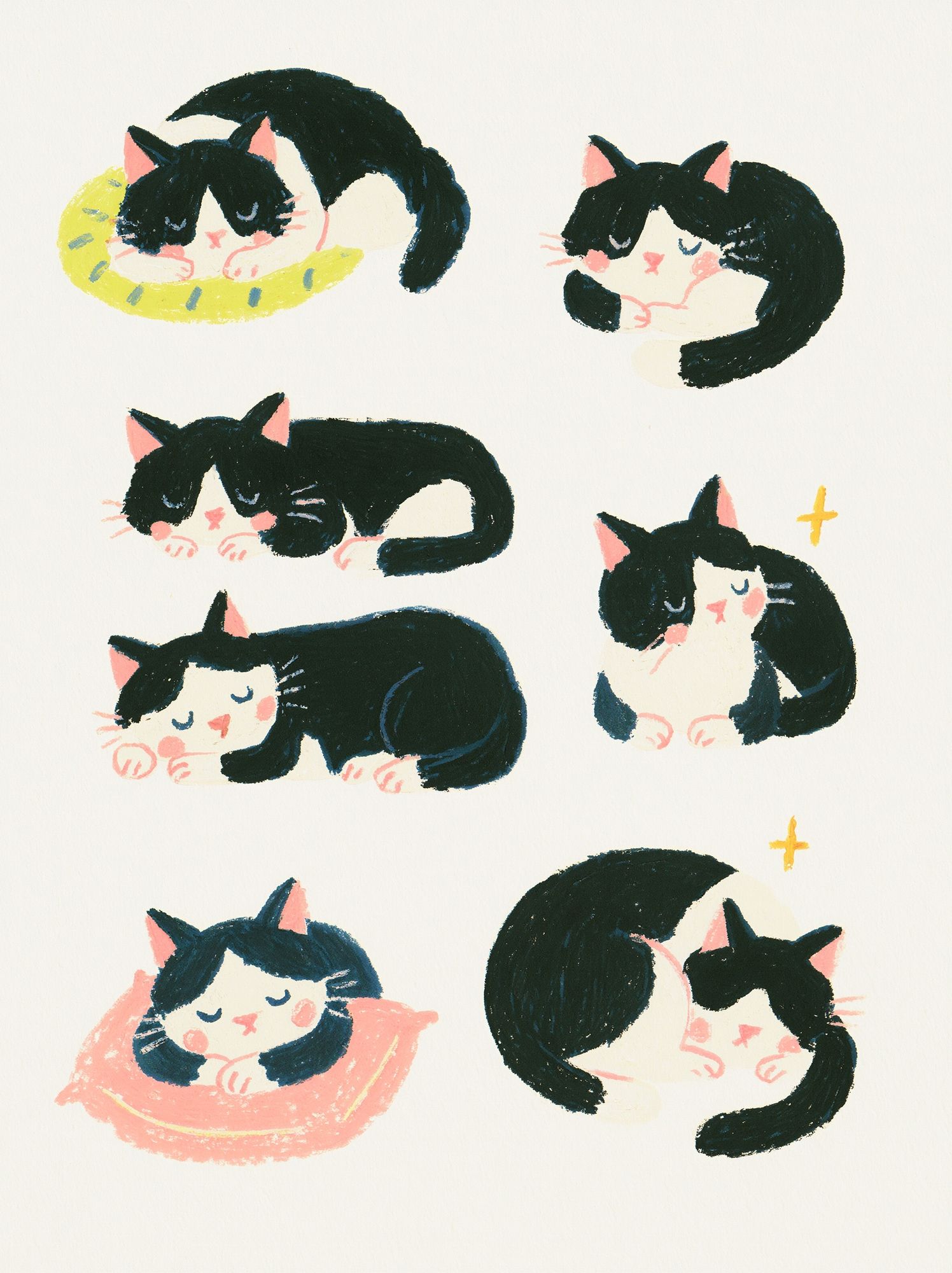 Sleeping Cats Illustration Poster. poster — illustration art