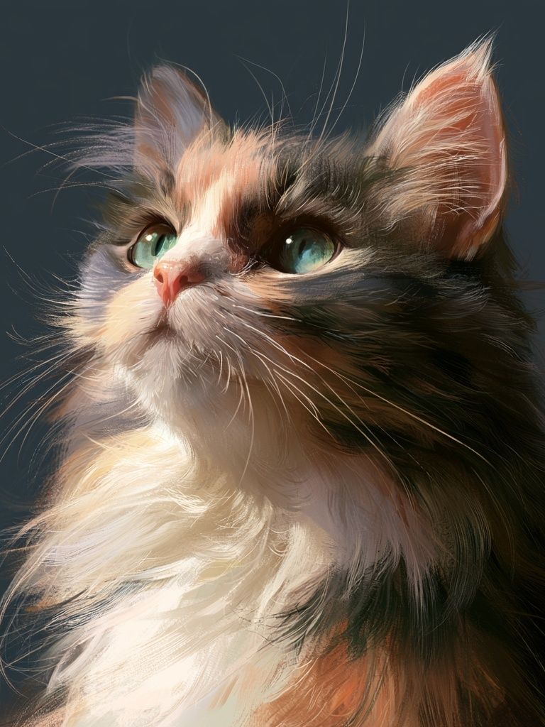Majestic Calico Cat Portrait Print. poster detail