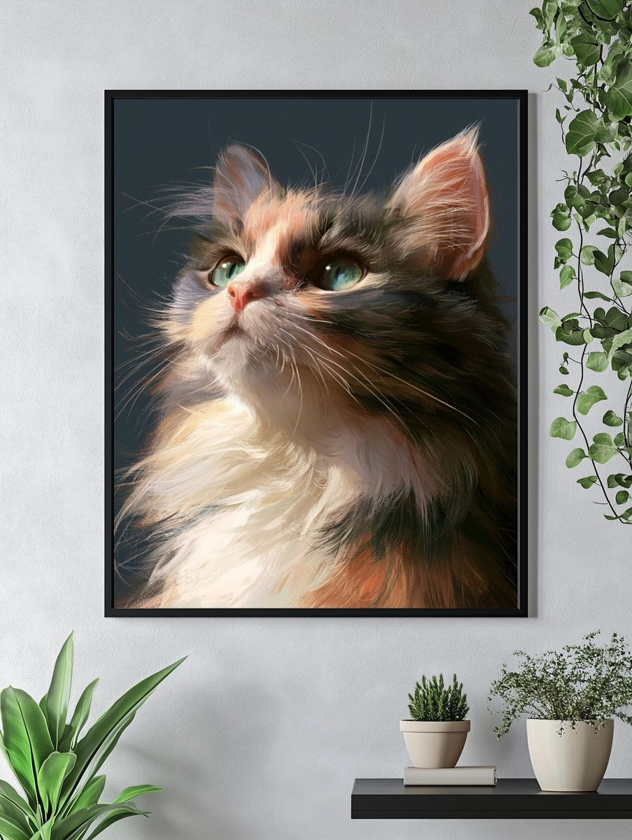 Majestic Calico Cat Portrait Print. — room view 4