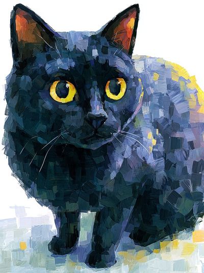 Black Cat Portrait Illustration Poster. poster