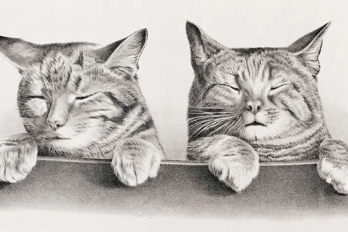 Sleeping Cats — Illustration Print. poster — animals art