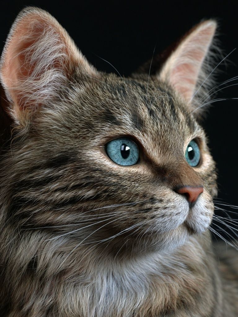 Blue-Eyed Tabby Cat Photography Poster. poster — animals art