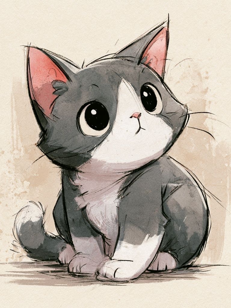 Cute Tuxedo Cat Watercolor Poster. poster — animals art