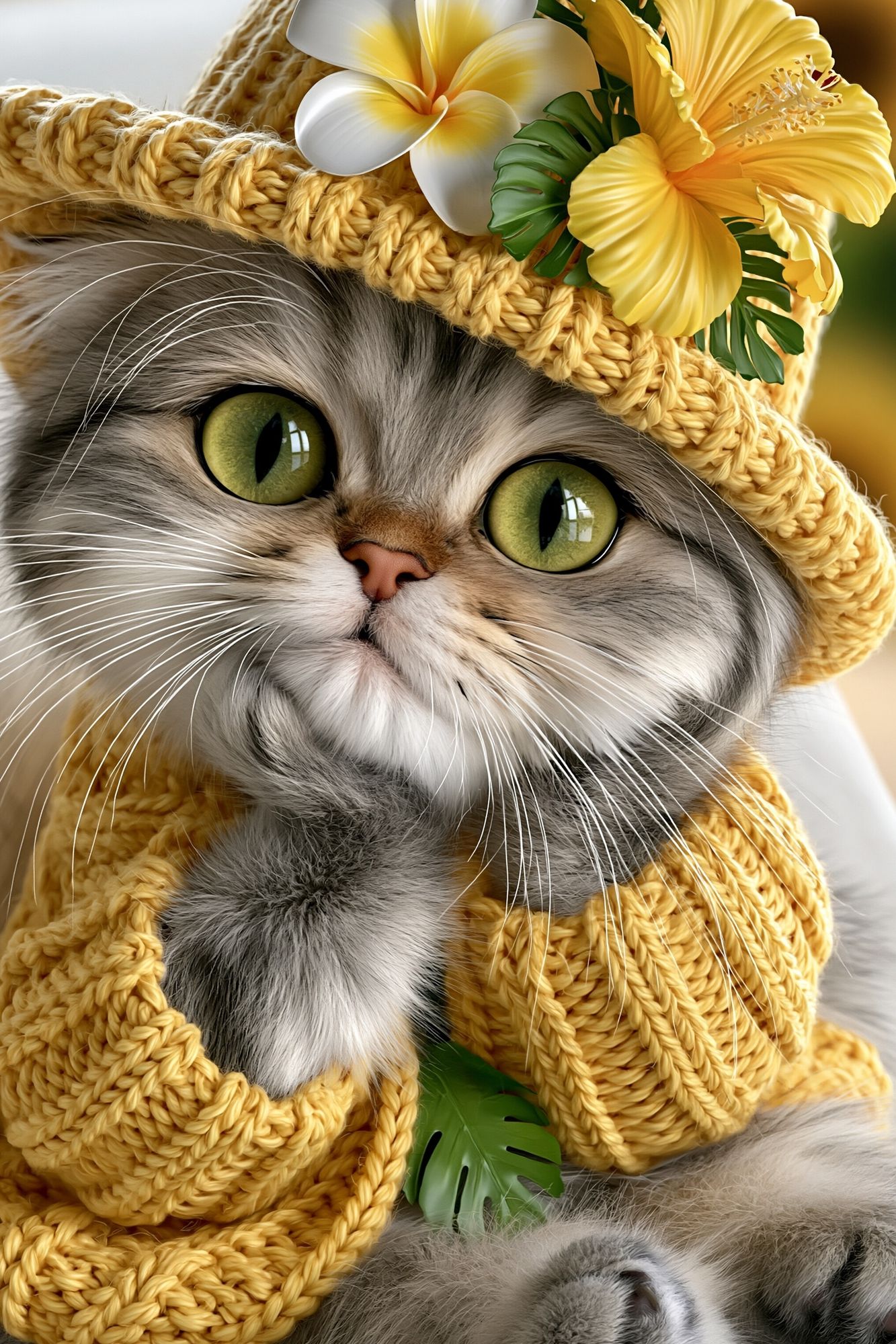 Tropical Cat Portrait Print. poster — animals art