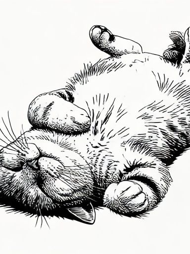 Sleeping Cat Line Art Poster. poster — animals art