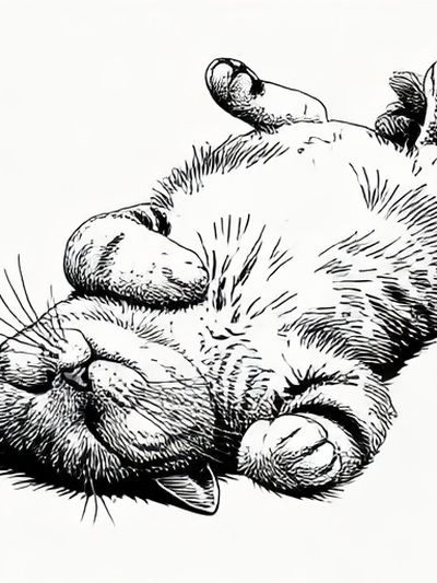 Sleeping Cat Line Art Poster. poster