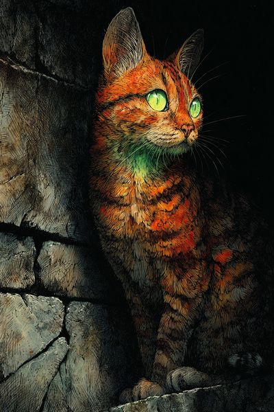 Glowing Tabby Cat Illustration Poster. poster