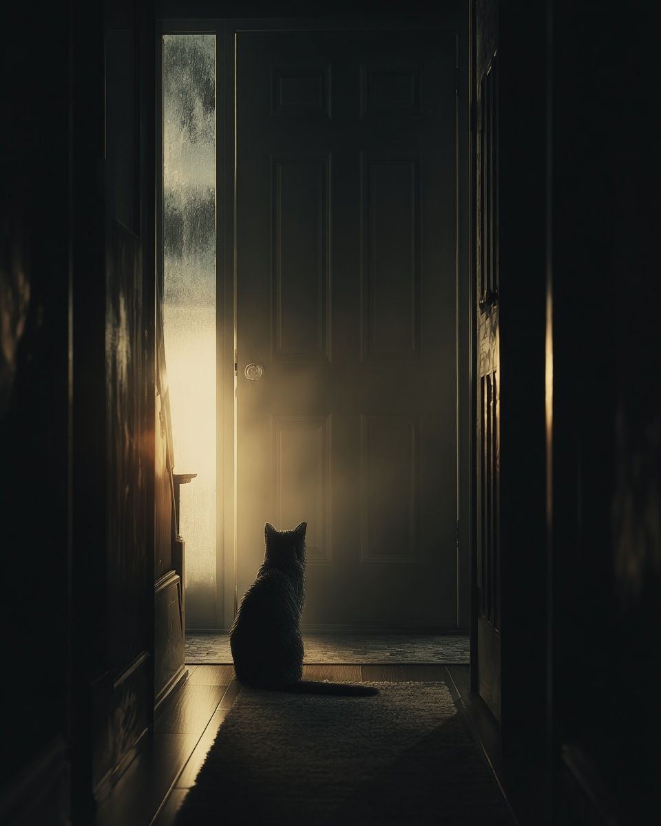 Cat at the Door — Photography Print. poster — photography art