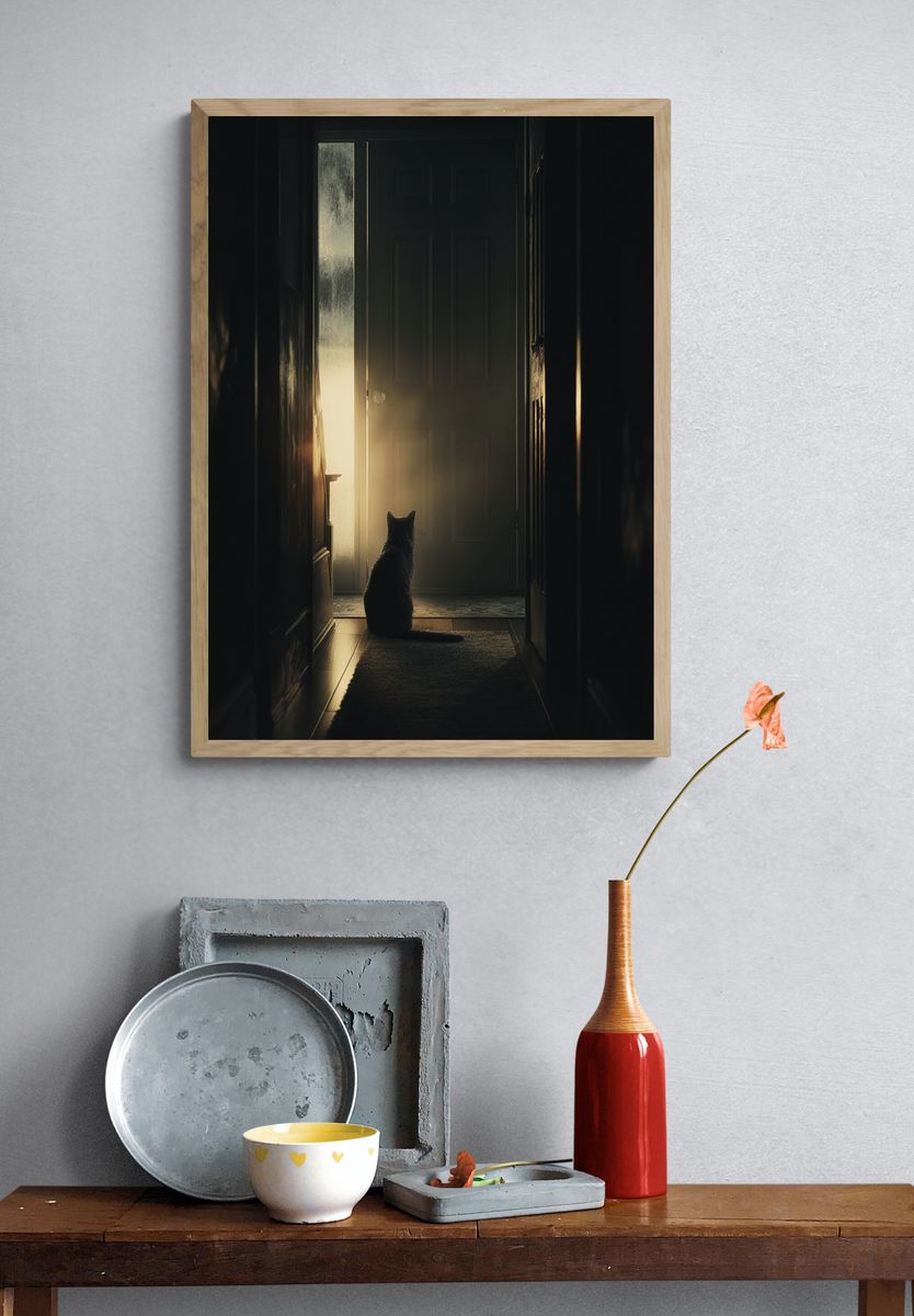 Cat at the Door — Photography Print. — room view 3