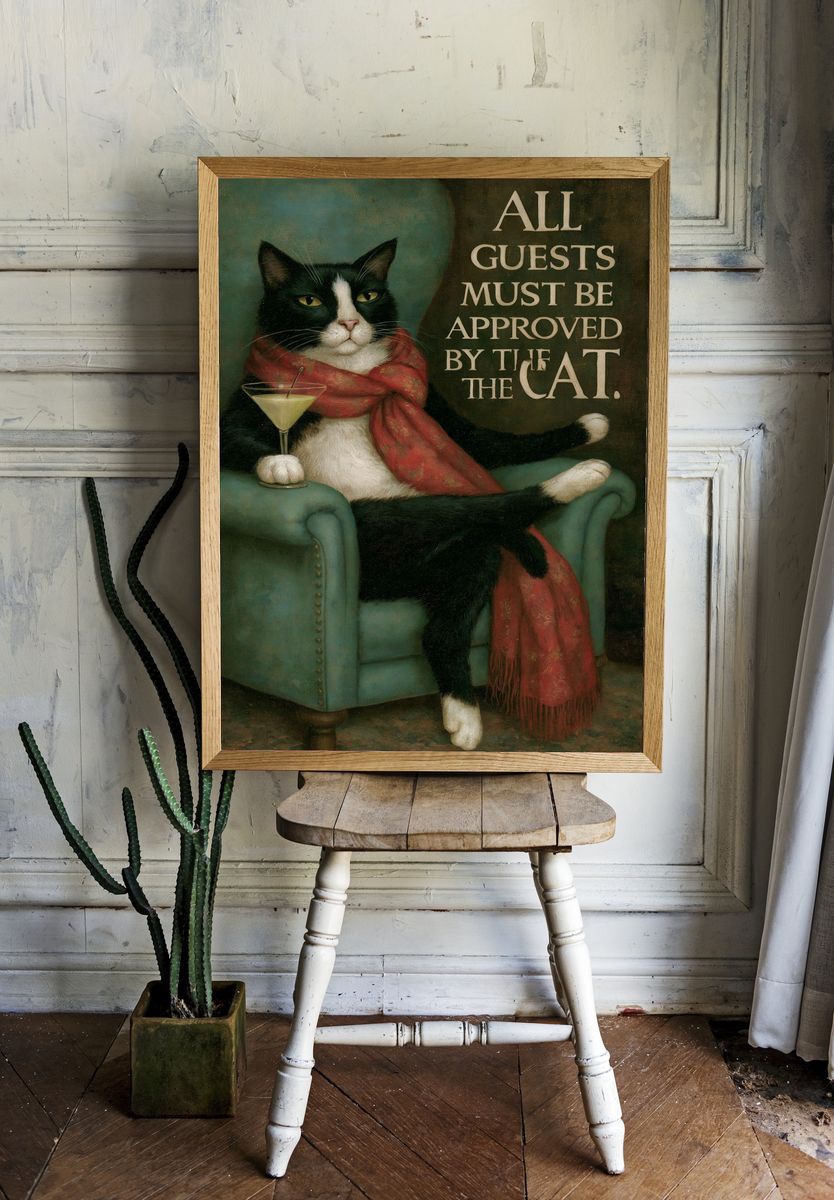 Cat Approval Vintage Poster. — room view 1