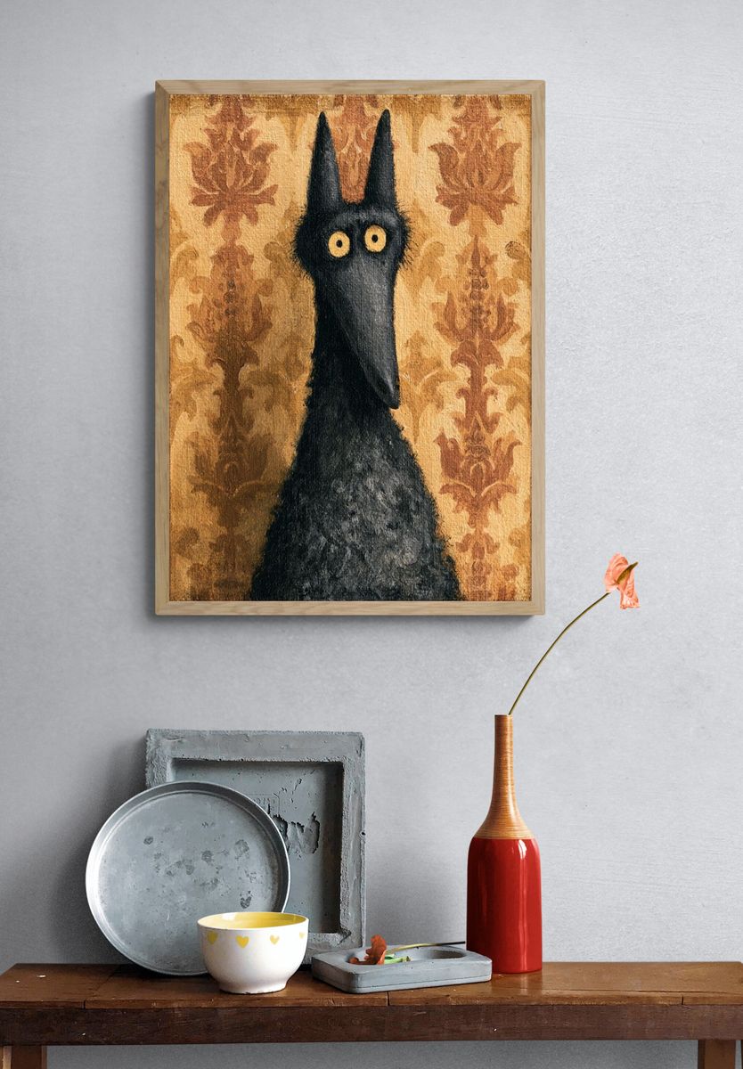 Black Cat Portrait Illustration Poster. — room view 3