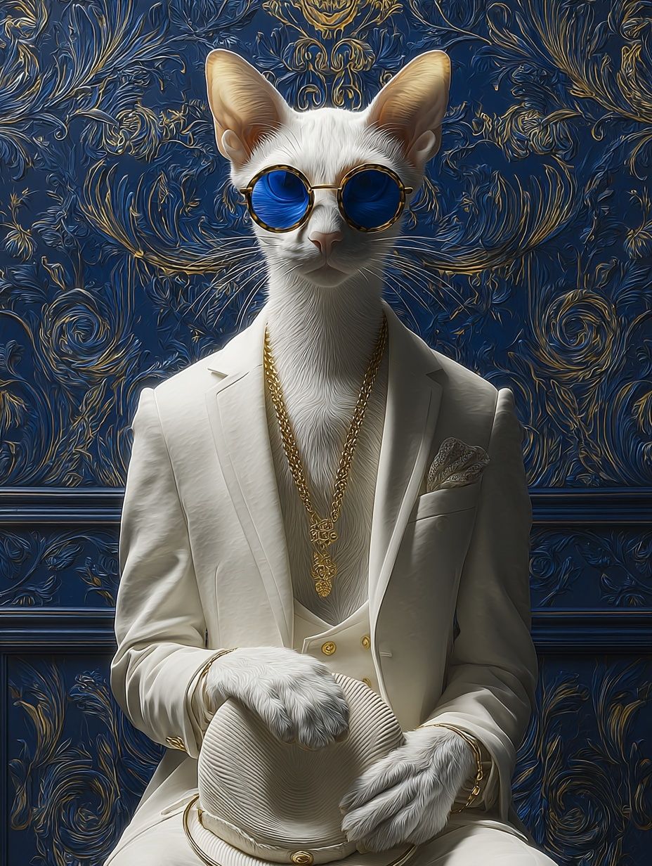 Elegant Cat Portrait Fashion Poster. poster detail