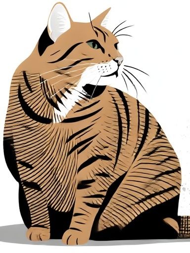 Sitting Tabby Cat Illustration Poster. poster detail