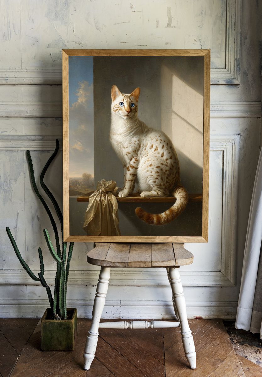 Blue-Eyed Cat Portrait Print room preview