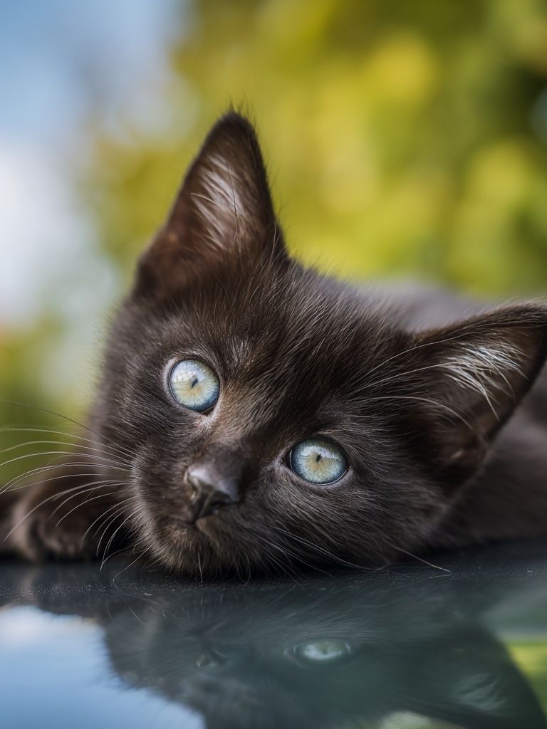 Black Kitten Portrait Poster. poster detail