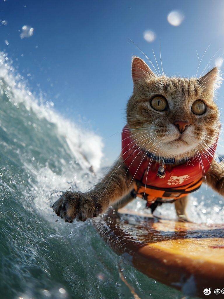 Surfing Cat — Fun Animal Print. poster — animals art