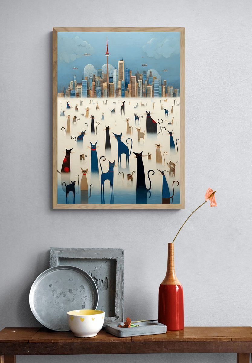 City Cats — Illustration Print. — room view 3