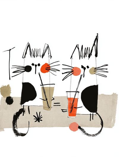 Playful Cats — Illustration Print. poster