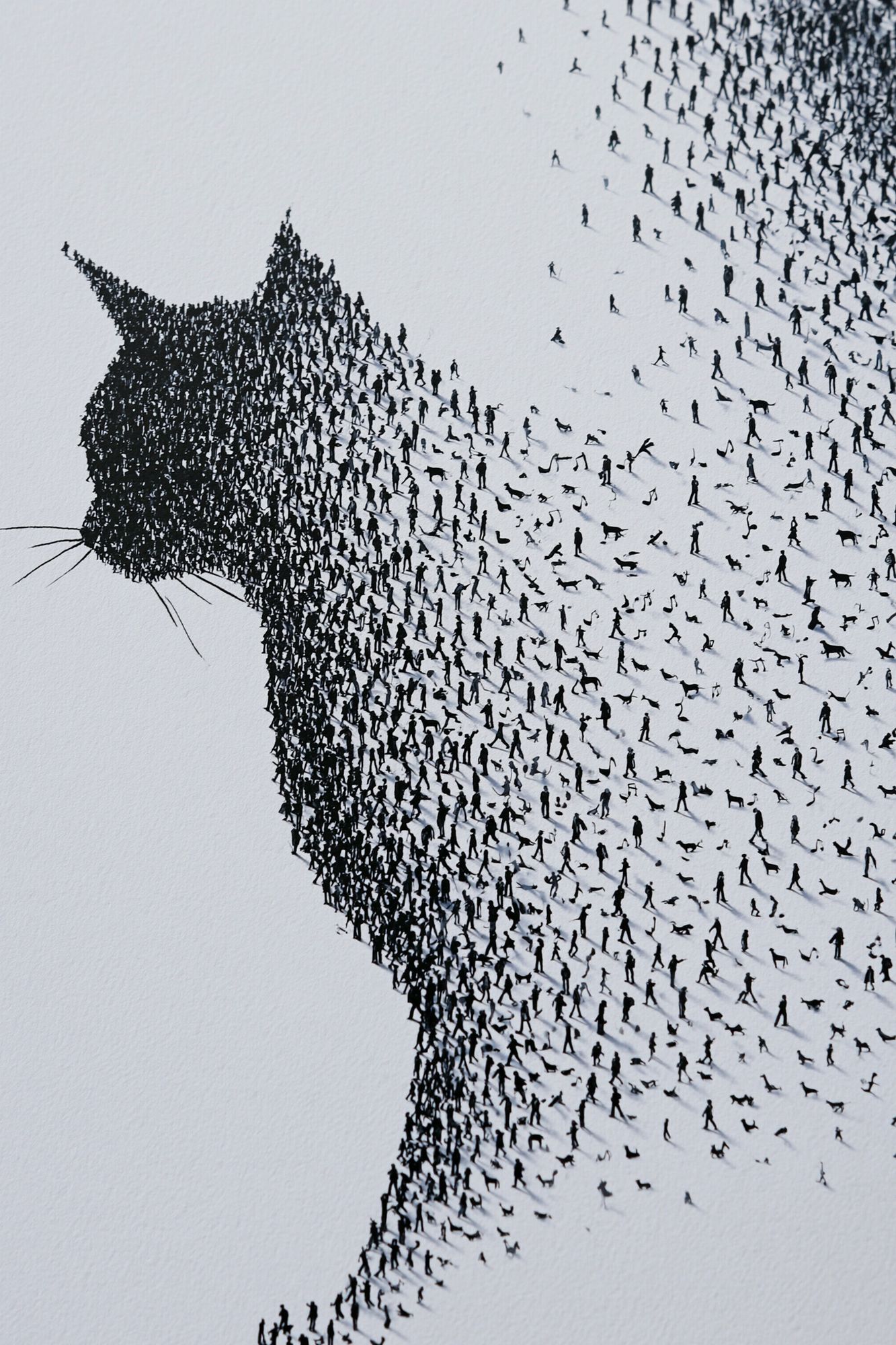 Cat Silhouette Crowd Art Print. poster detail