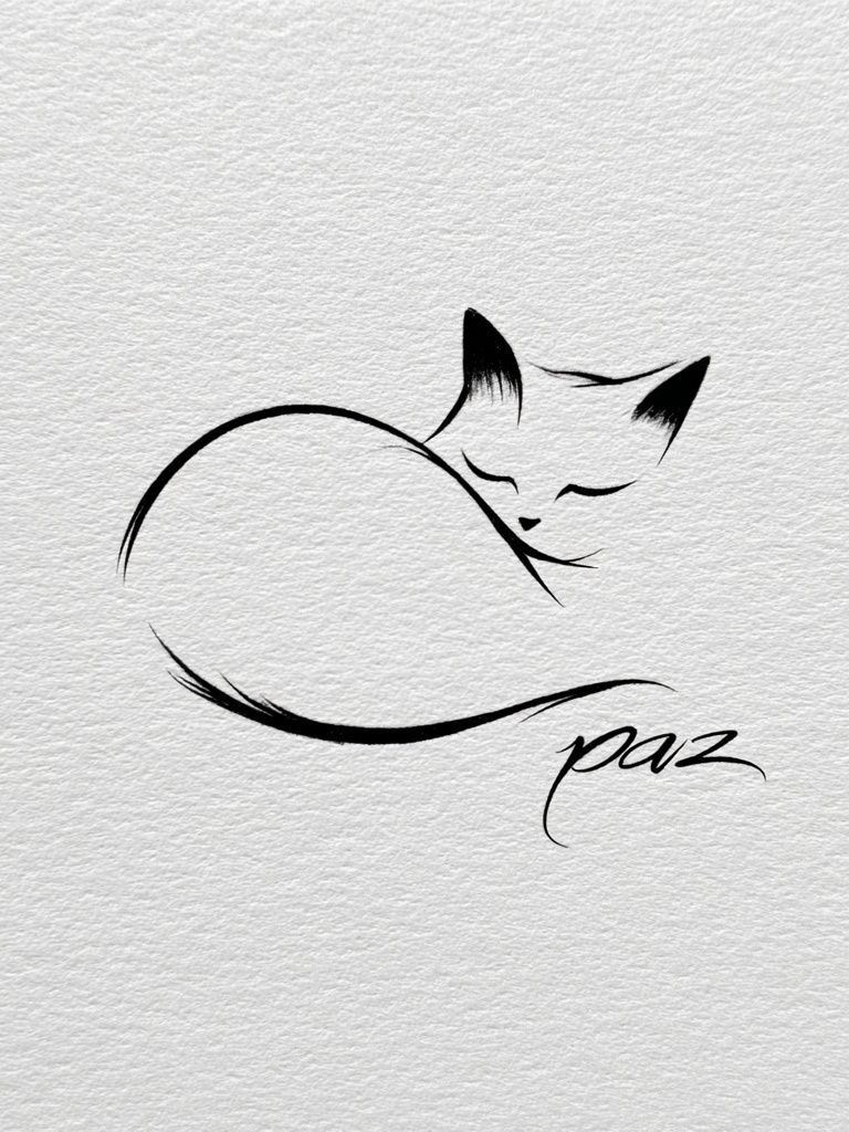 Sleeping Cat Line Art Poster. poster detail