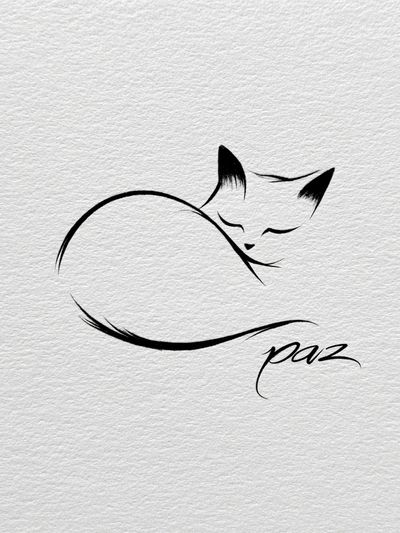 Sleeping Cat Line Art Poster. poster
