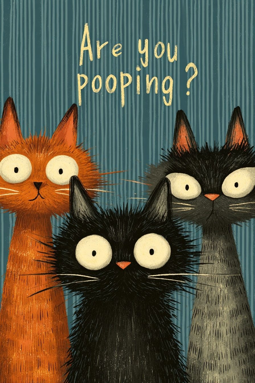 Are You Pooping? Cat Humor Poster. poster — animals art