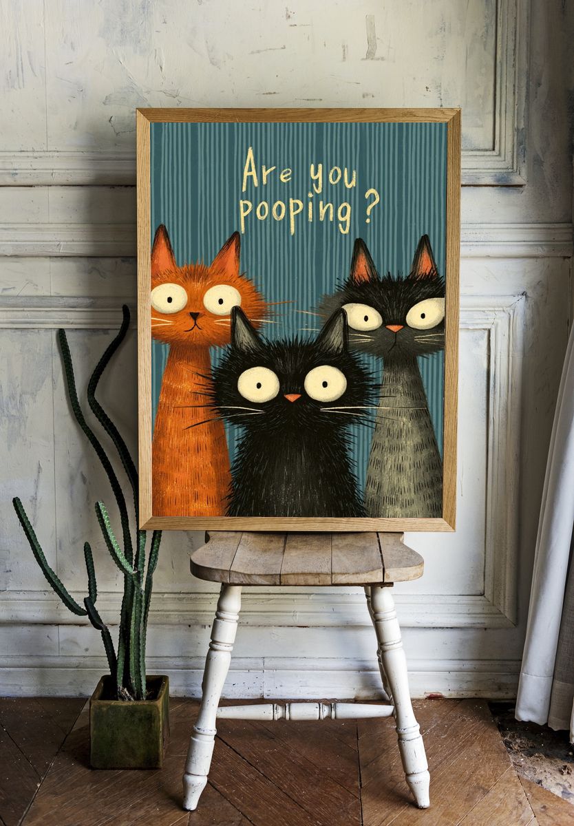 Are You Pooping? Cat Humor Poster room preview