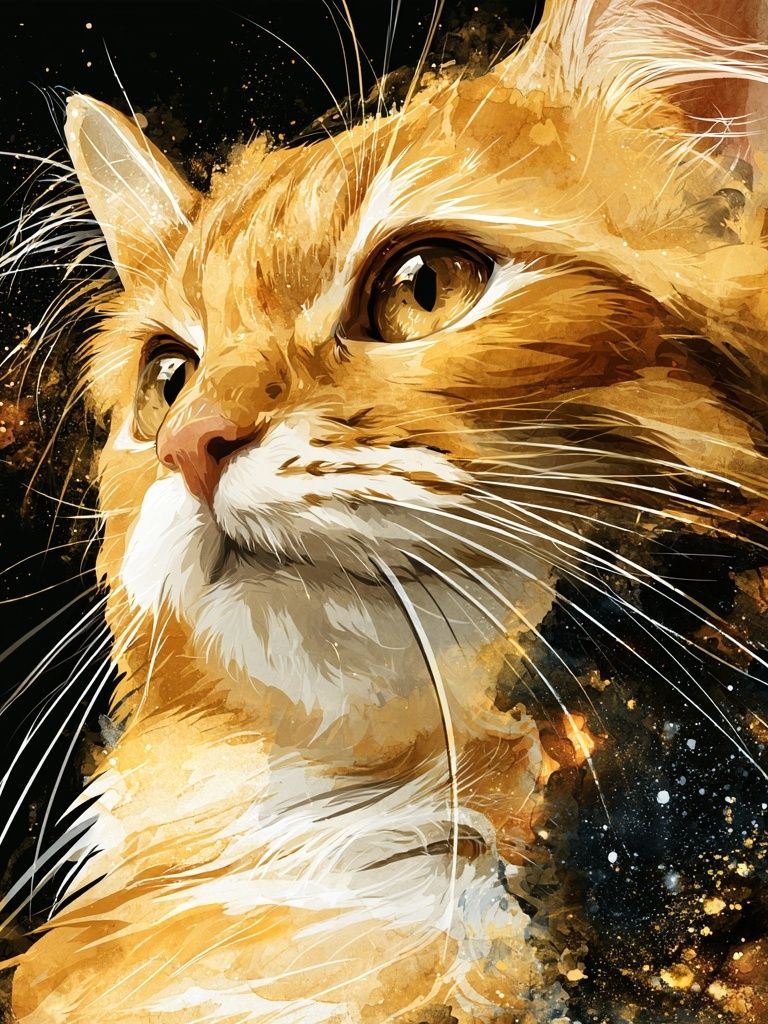 Golden Cat Portrait Illustration Poster. poster — animals art