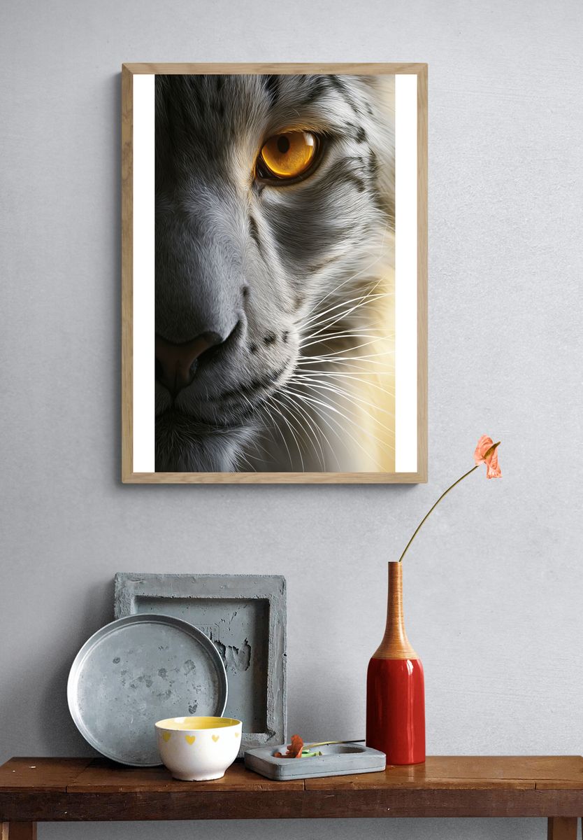 Cat Close-Up Photography Poster. — room view 3
