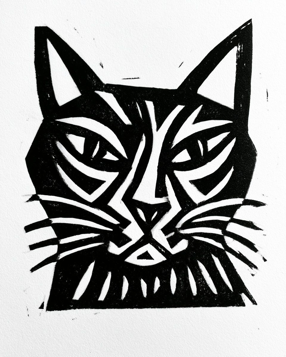 Geometric Cat Face Print. poster — animals art