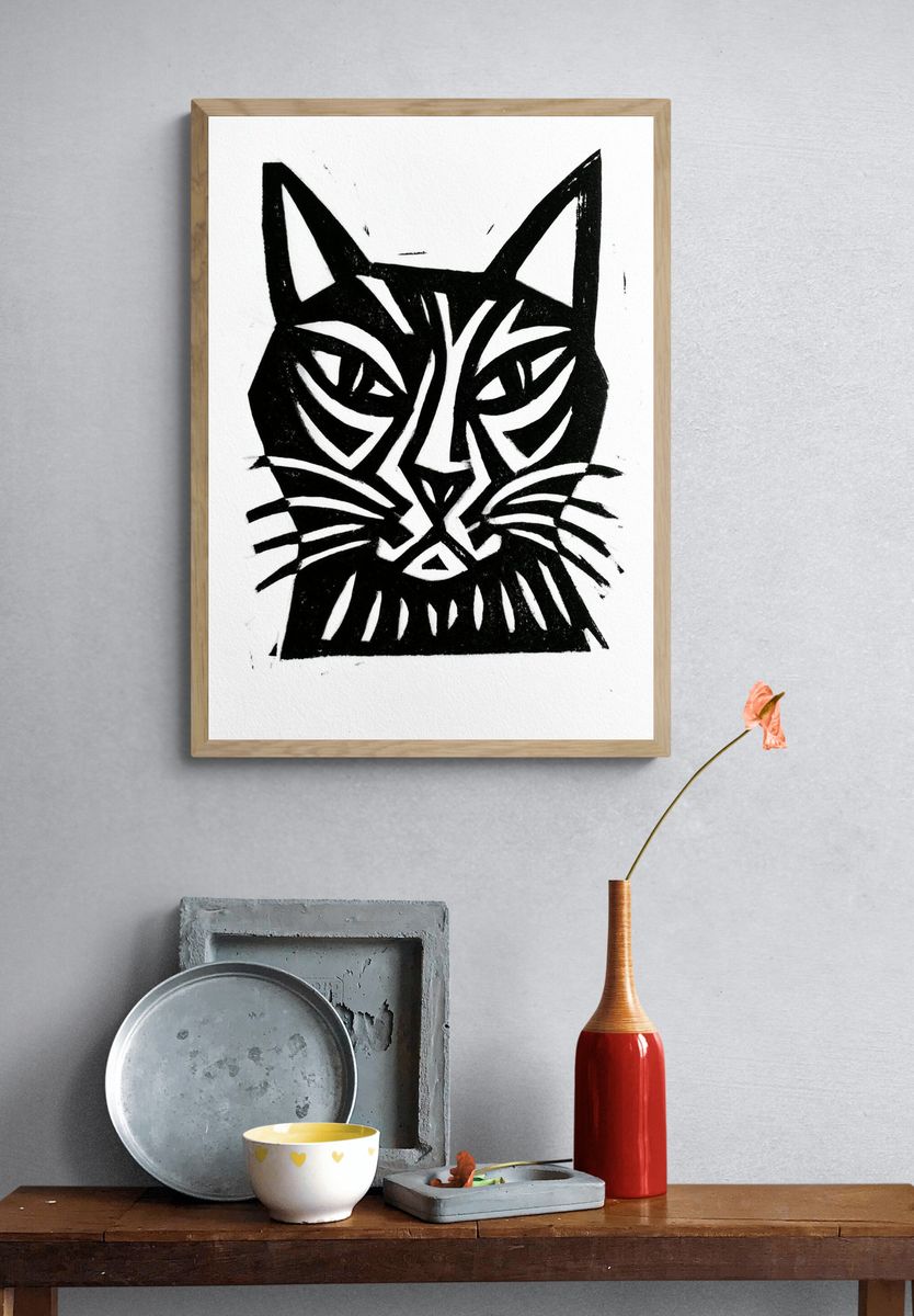 Geometric Cat Face Print. — room view 3