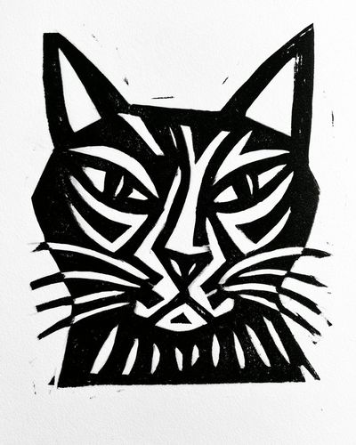Geometric Cat Face Print. poster