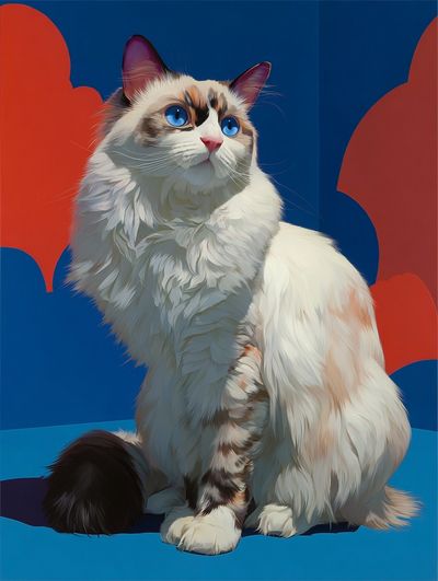 Fluffy Cat Portrait — Digital Art Print. poster print
