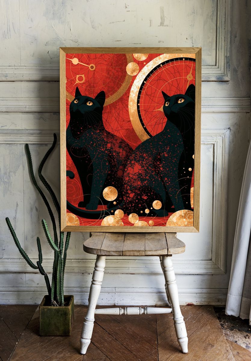Black Cats Celestial Poster. — room view 1