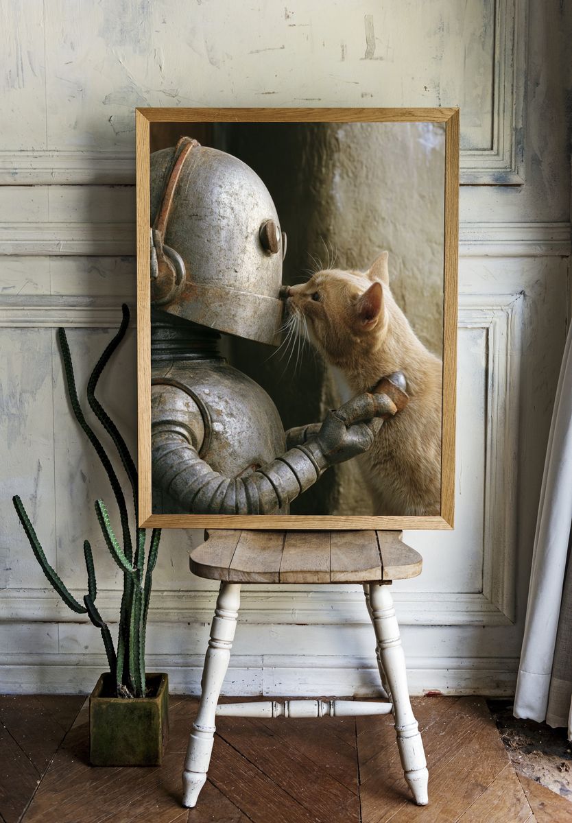 Cat and Robot Encounter Poster. — room view 1