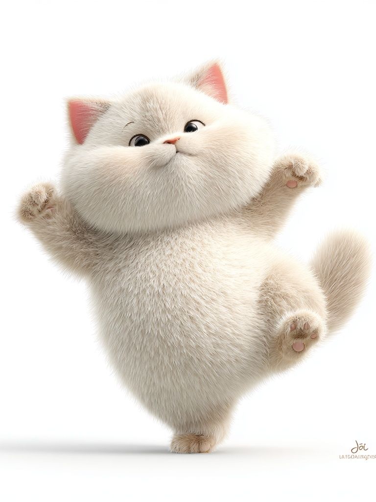 Playful Fluffy Cat Illustration Poster. poster detail