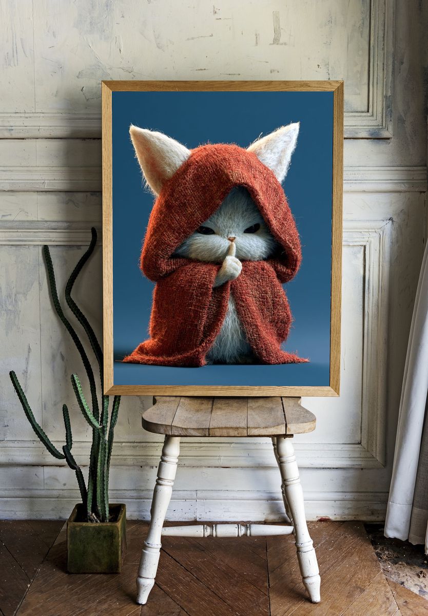 Shushing Cat Illustration Poster. room preview