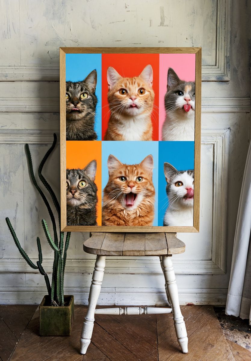Playful Cats Photography Poster. — room view 1
