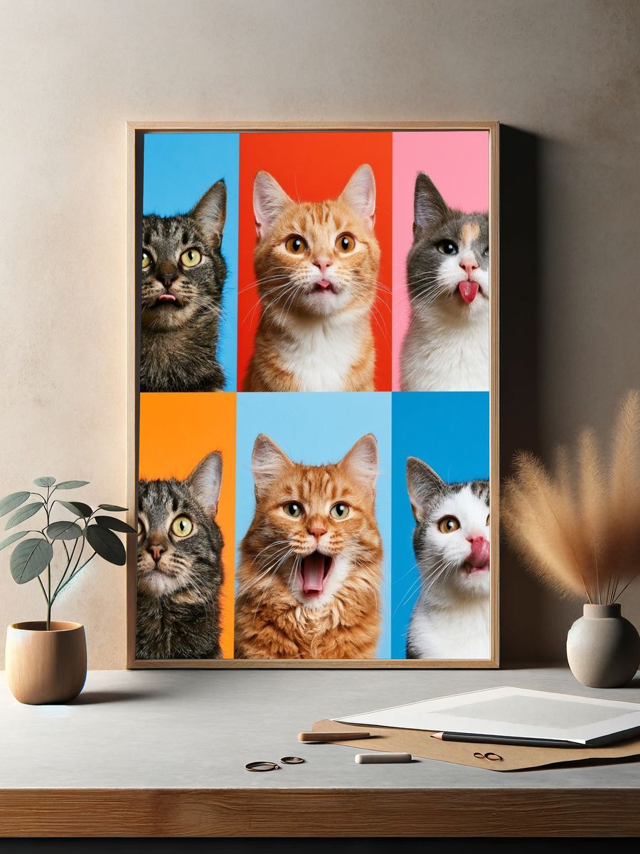 Playful Cats Photography Poster. — room view 2