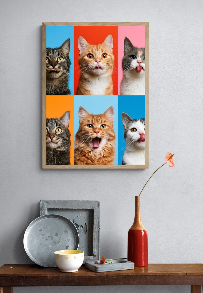 Playful Cats Photography Poster. — room view 3
