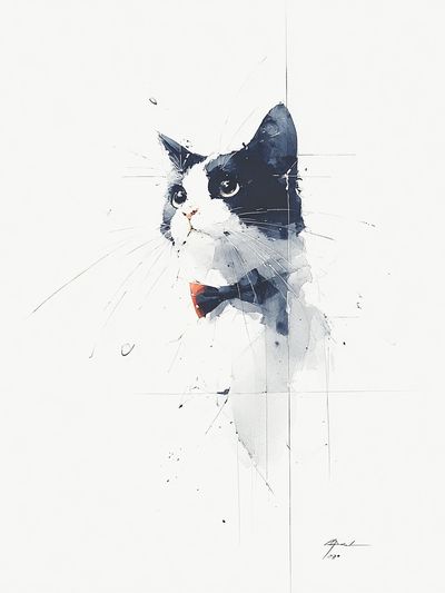 Tuxedo Cat Watercolor Poster. poster