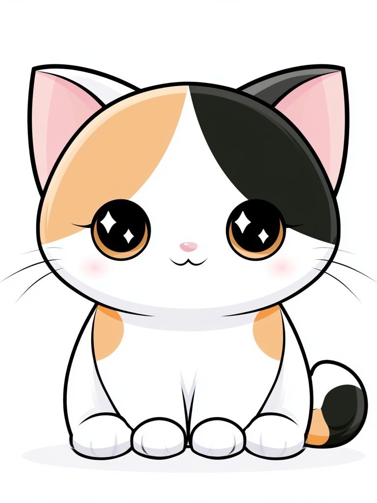 Cute Calico Cat Illustration Poster. poster detail