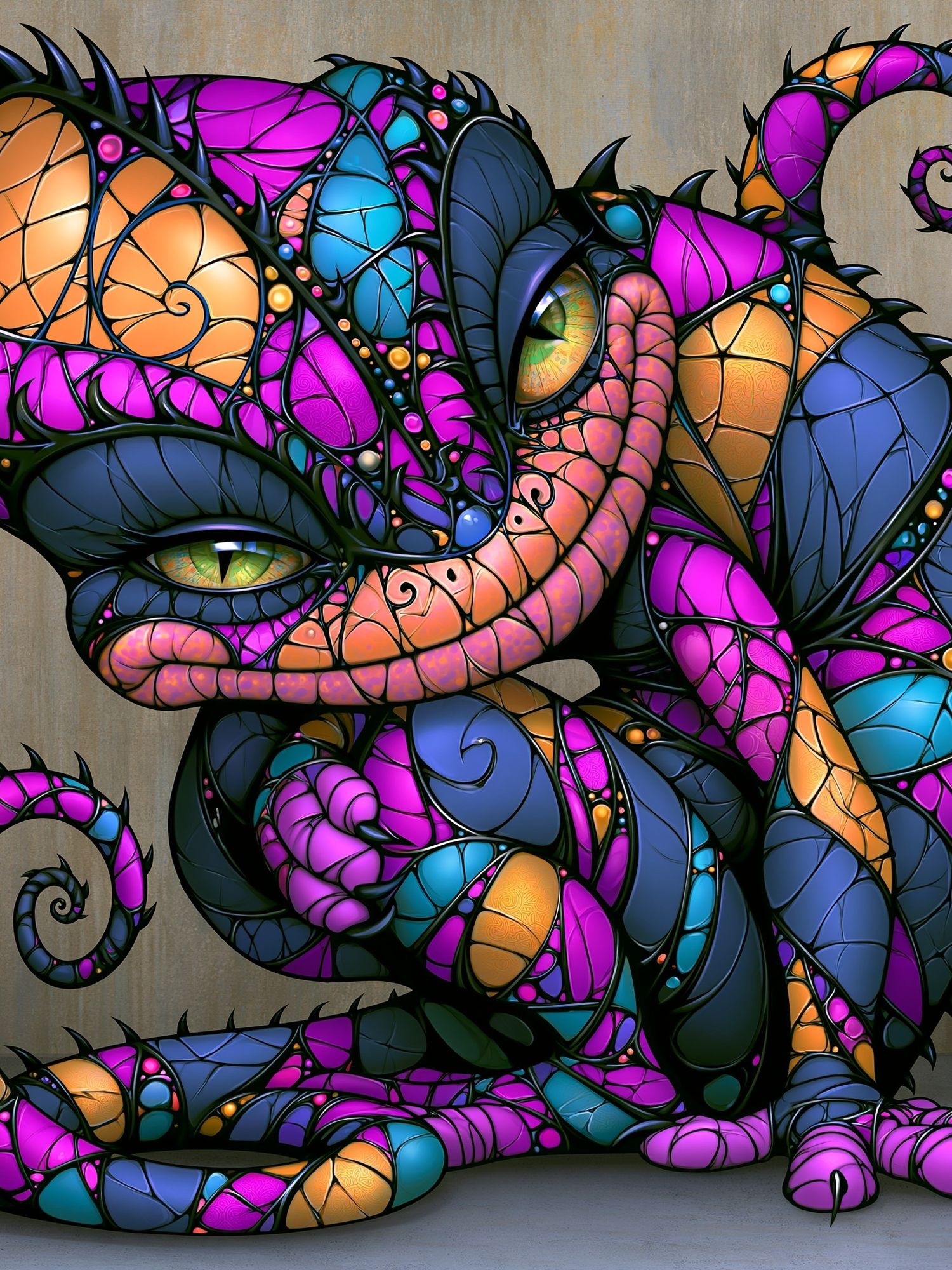 Stained Glass Cat Illustration Poster. poster detail