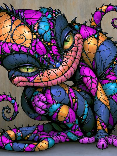 Stained Glass Cat Illustration Poster. poster