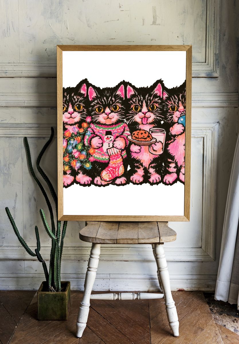 Cute Kittens Illustration Poster. room preview