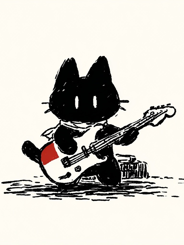 Rocking Cat — Illustration Print. poster — illustration art
