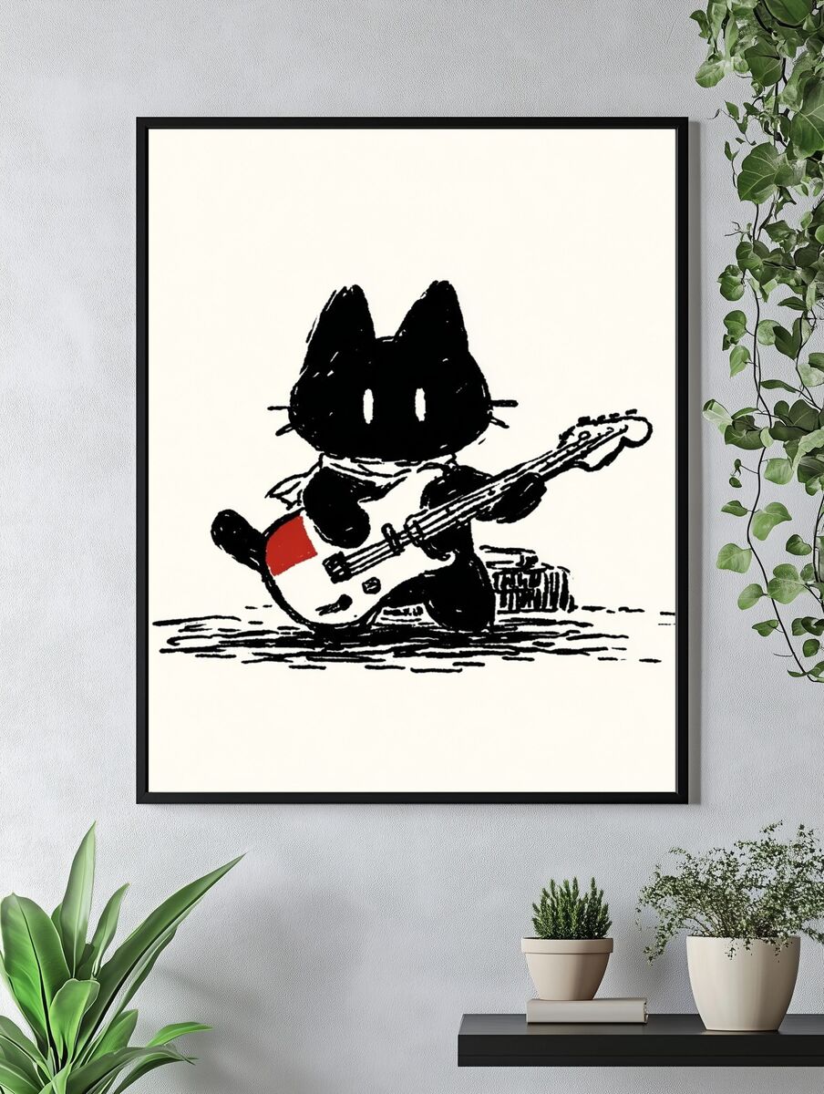 Rocking Cat — Illustration Print. — room view 4
