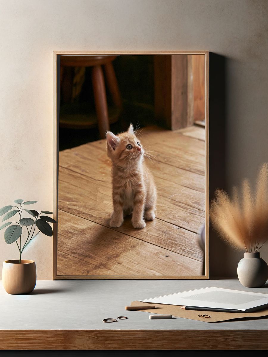 Curious Ginger Kitten Photography Poster. — room view 2