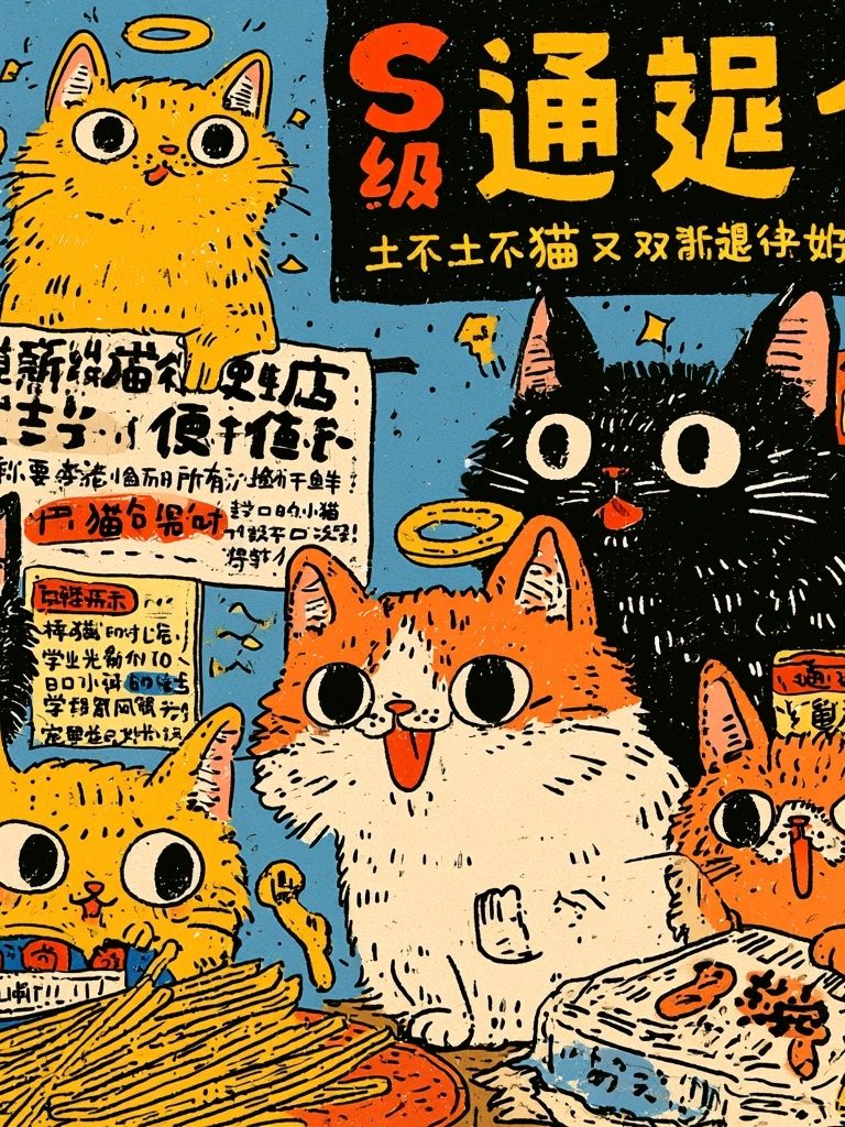 Playful Cat Comic Typography Poster. poster — illustration art