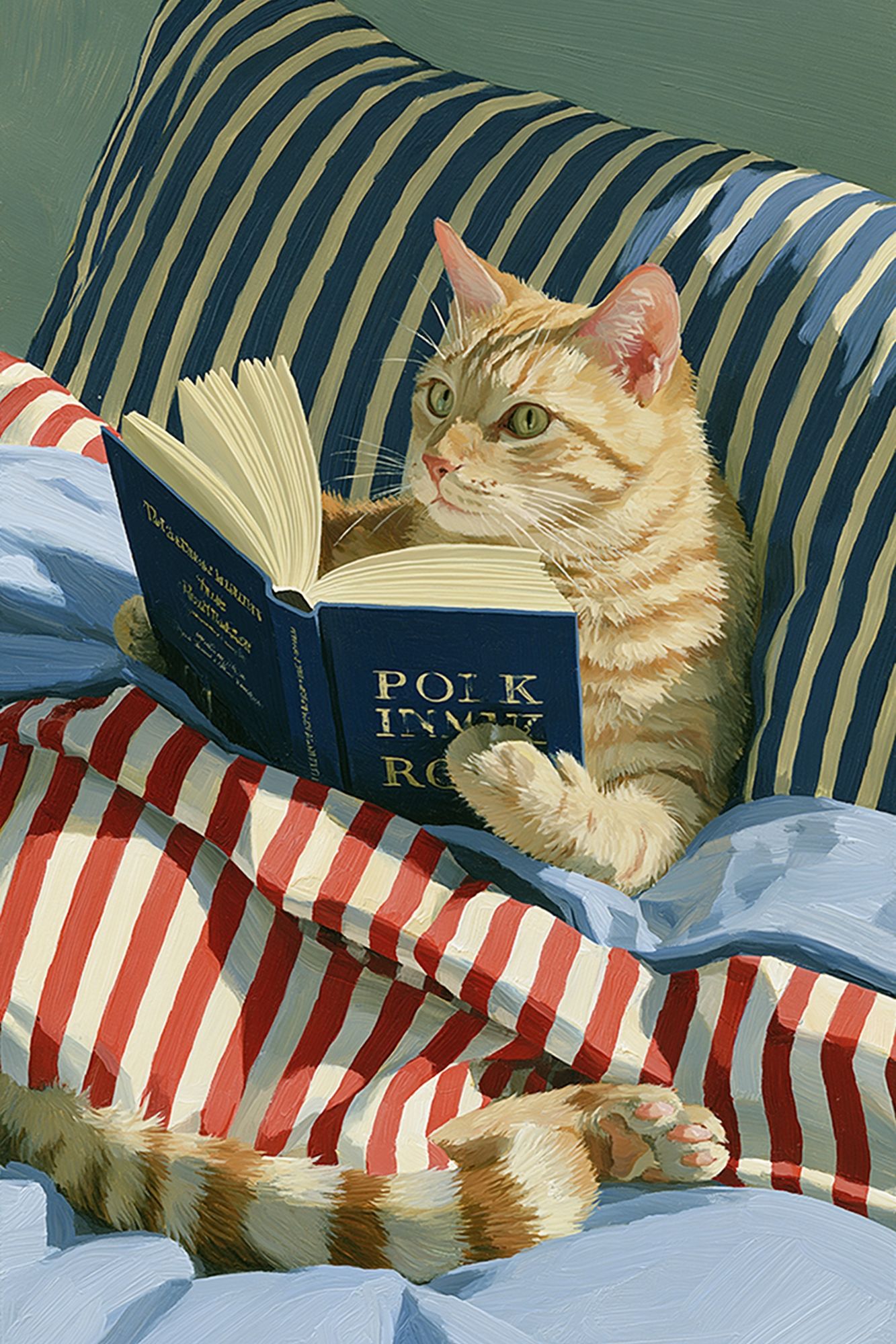 Reading Cat Illustration Poster. poster — animals art